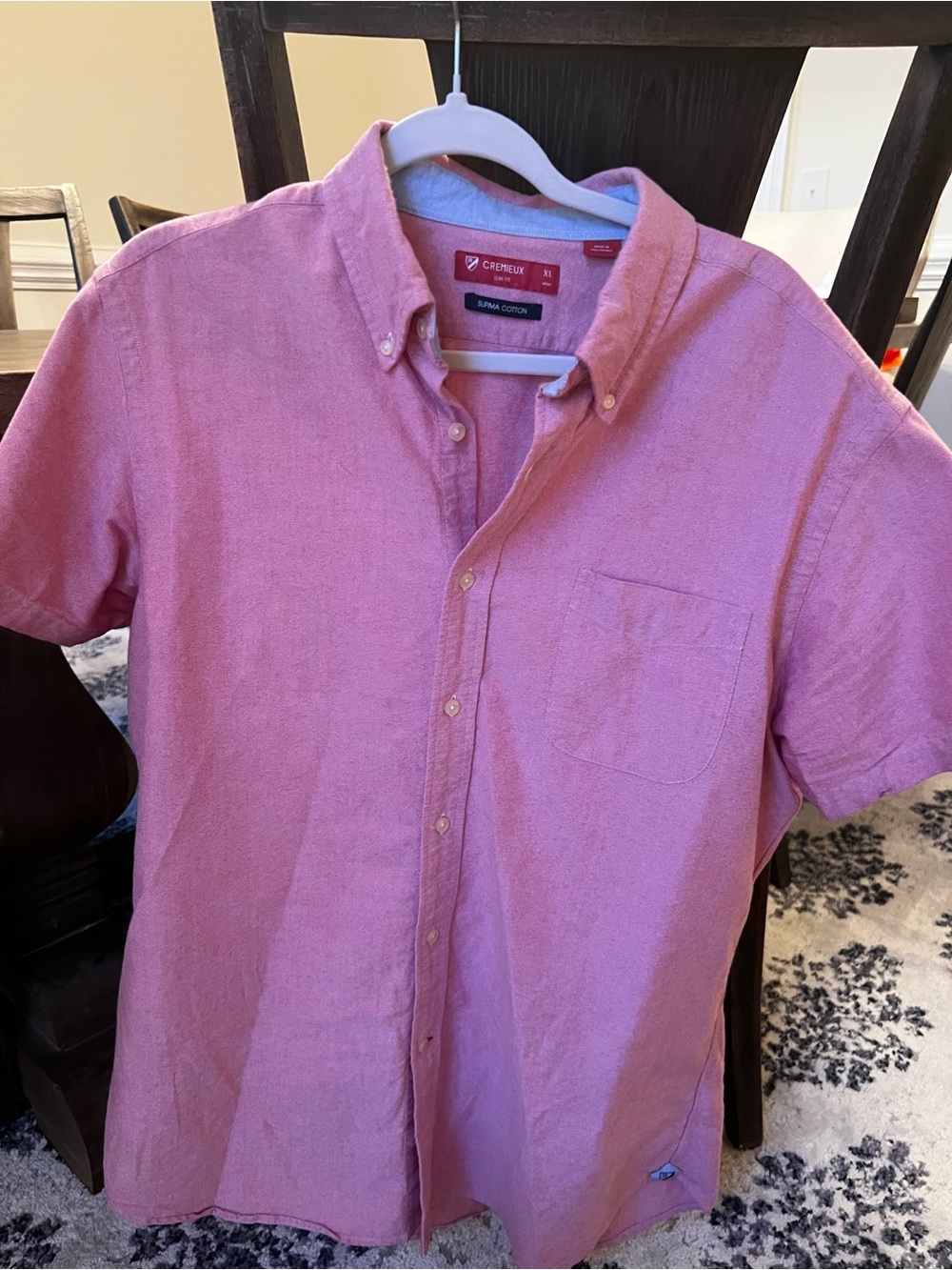 Men's Short-Sleeve Button-Down Shirt in Pink